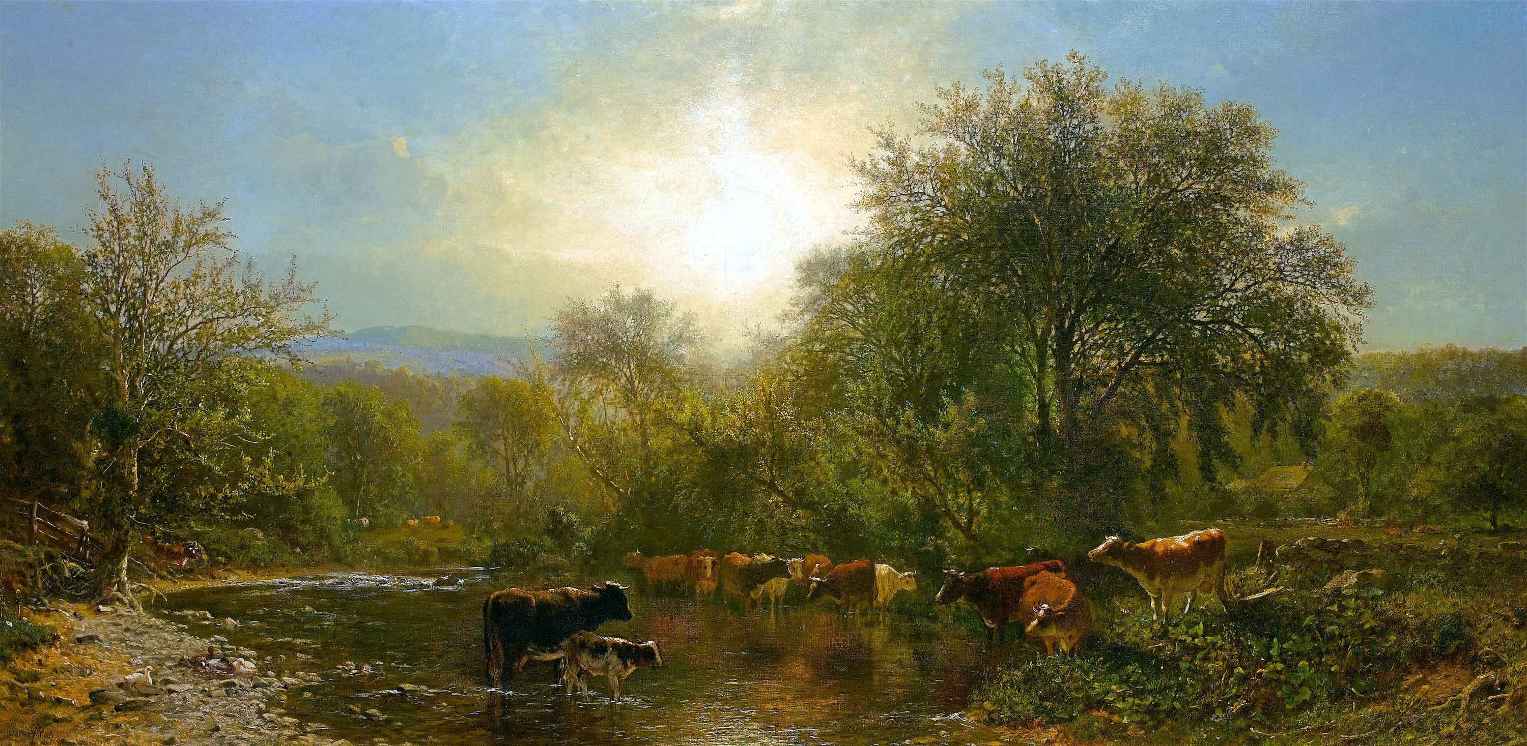 《水浴びする牛》 ジェームズ・マクドゥーガル・ハート 1865年
